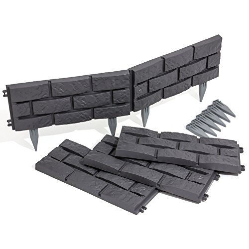 2,2 m Gartenmauer Gartenpalisade Gartenwand Sichtwand Rasenabschluß grau - 4