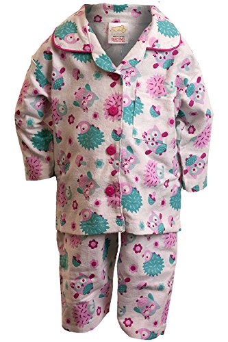 Lullaby Baby Girls Owl Hedgehog Wincy Flannel Pyjamas - Cream - 6/12 Months