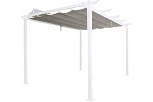 NATERIAL - Pergola Omega - 285x400 cm - Modulare Überdachung - 11.3 m² - UV-Schutz - Sonnenschutz - Wasserabweisend - Aluminium - Polyester - Weiß - Garten - Terrasse
