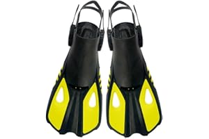 CLUHERTVY Adult Snorkeling Gear Adjustable Swim Fins, Snorkel Fins, Swim Fins Travel Size Short Adjustable for Snorkeling Diving Adult Men Women Open Heel Swimming Flippers,PP+TPR-Material
