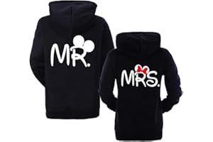 TABIEKACL Pareja Sudadera Mr and Mrs para Hombre y Mujer con Capucha Manga Larga Encapuchado Jersey Pullover Impresión Sudaderas Amante Hoodies Pareja Suéter Otoño Invierno Negro Blanco Gris 1 Pieza
