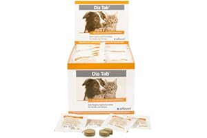 alfavet Dia Tab, 60 x 5,5g, Diät-Ergänzungsfuttermittel für Hunde und Katzen, Kautablette gegen Durchfall Erbrechen bei akutem Durchfall