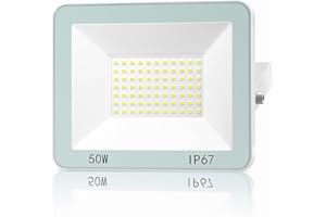ANNIFUNLY Projecteur LED 50W 5000LM, Puissant Projecteur Exterieur LED Blanc Froid 6500K, IP67 Étanche Lampe Exterieur, Eclairage pour Patio, Terrasse, Jardin, Garage, Atelier