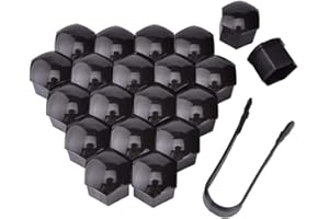 Weforu 20 Pieces Black Nut Caps, Universal 17mm Car Wheel Nut Bolt Covers Set with Removal Tool for Cars