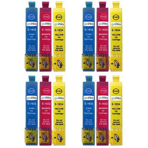4 Set Kompatible C/M/Y Farbe XL Drucker Tintenpatronen ersetzt T1632, T1633, T1634 / 16XL Series (12 Tinten) - Cyan / Magenta / Gelb für den Einsatz in Epson Workforce WF-2010W, WF-2510WF, WF-2520NF, WF-2530WF, WF-2540WF, WF-2630WF, WF-2650DWF, WF-2660DWF