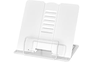 Newpop Blancas Atril para Libros, Soporte Libro Leer, Apoya para Partituras, Bookholder Estudio, Reposa Atriles para Estudiar, Porta para Leer en la Cama Ajustables, para Aprender Lectura, MetáLico.