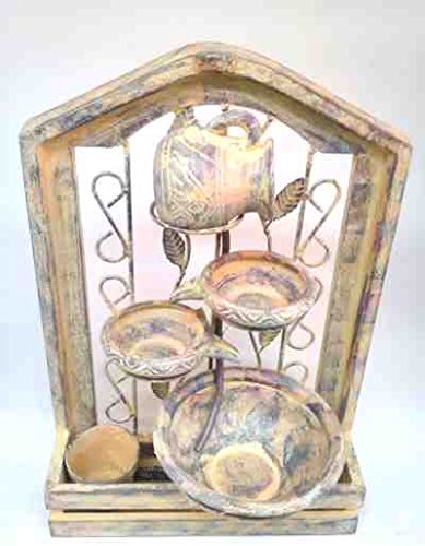 Kaskaden-Wandbrunnen mit Blumentopf und Wasserpumpe, 40 x 60 x 25 cm