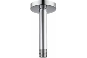 Braccio Doccia Voolan con Flangia, Tubo Doccia Fisso Montato a Soffitto, Braccio di Ricambio per Doccia a Pioggia Dritta per Bagno, Attacco Universale 1/2 NPT (15cm, Rotondo)