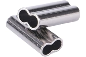 FICTORY Fishing Sleeves - 100pcs 6 Sizes Double Barrel Crimp Fishing Line Wire Leader Sleeves Copper Tube Connector