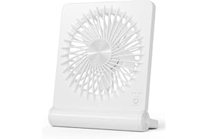 BIVBTP Desk Fan, USB Desk Fan With 2000mAh Rechargeable Battery,Powerful Super-Thin Small Table Fan, Electric Fans Cooling Quiet For Bedroom, Office, Outdoor, Traval-White