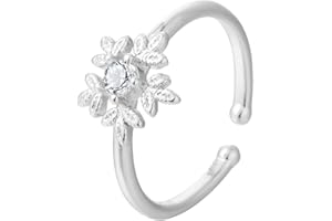 CHANDLER Glänzender einzigartiger offener Ring mit Schneeflocke mit Kristall CZ Diamant 925 Sterling Silber Schmuck für Frauen Mädchen Charm Geburtstagsgeschenk