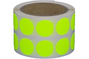 SIMHOA Markierungspunkte/Klebepunkte auf Rolle - Ø 20 mm - 1.000 Stück (Leuchtgelb)