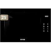 EVVO Mi45 Glass Bl Integrable Microwave Oven &ndash; Grill Microwave Oven, 1200W, 25L Capacity, 8 Functions, Stainless Steel, Digit