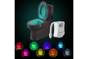 ‎POWEROLE Powerole 1 Stück Toilette Licht WC-Nachtlicht, PIR-Bewegungssensor Lichtsensor, wasserdicht LED-Waschraum, 8 Fabre Beleuchtung Nachtlicht, batteriebetrieben, für Kinder Badezimmer Hause