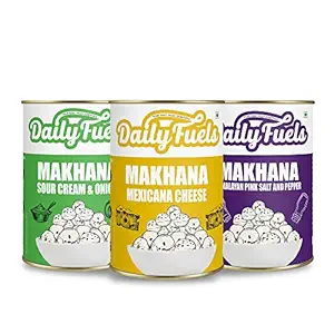 Dailyfuels Roasted Makhana Children Special Healthy Snacks | Antioxidant | High in Fibre & Nutrition | Ready to Eat Item (3x60gm)