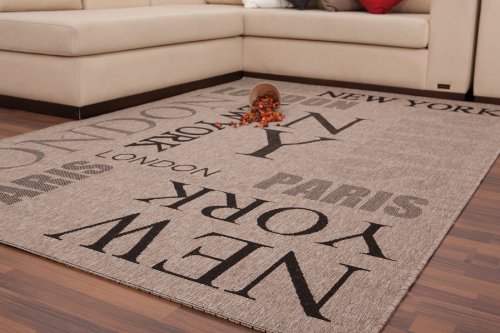 Lalee 347180479 Teppich / Sisal Optik / Flach / Küche / Muster : Metropole / Silber / Grösse : 80 x 150 cm - 3