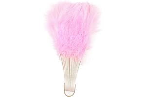 Tiardey Handfächer mit Federn, 50 cm, Federfächer, Flapper, faltbar, Handfächer für Kostüm, Hochzeit, Party, Geschenk, Outdoor, Vintage, Tanz, Fotoshooting (Rosa)