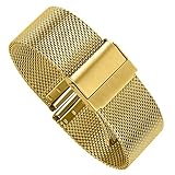autulet 22mm Gold Uhrenarmband Stahlnetz Uhrenarmband Uhrenarmbänder Metalleinstellung Sicherheitsverschluss