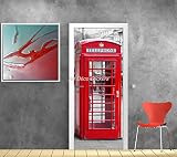  StickersNews - Póster, diseño de cabina de teléfonos inglesa, papel/papel fotográfico, 93 x 204 cm