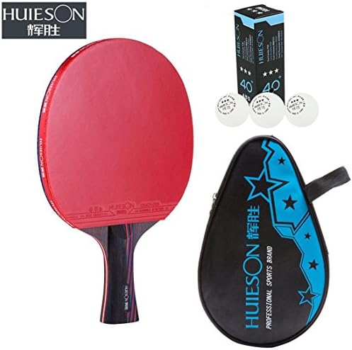 red black Nano Carbonization Table tennis racket Sided Anti-glue Offensive and defensive balance Ping pong paddle+1pcs Racquet bag+3pcs table tennis (Penhold Grip)