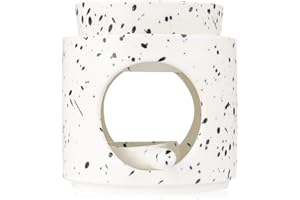 Zweipappel Duftlampe aus Keramik mit Teelichthalter | Aromalampe | Duftöl und Duftwachs diffusor | H*11cm ø10cm Abnehmbare Schale | Gerillte Oberfläche | (Tintenfarbe)