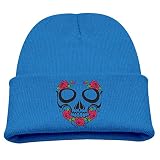 ASKYE Colorful Flower Skull Girls Attractive Beanie Winter Cuffed Knit Beanie Skull Cap