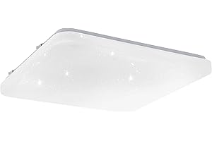 EGLO LED Deckenlampe Frania-IP, Deckenleuchte Badezimmer mit Kristall-Effekt, Lampe Decke aus weißem Metall und Kunststoff, Badlampe warmweiß, neutralweiß, kaltweiß, IP44, 33 x 33 cm