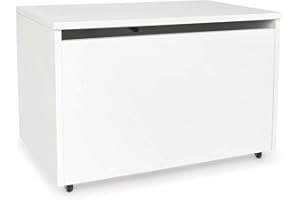 leomark contenitore portagiochi in legno, panca su ruote 71x40x46 cm(A) 91L, scatola con coperchio, mobili per camera da letto e asili, scuole, uffici, cassapanca per bambini, Bianco