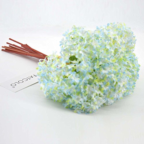 FatColo(R) Lovely Mini Hydrangea Artificial Fake plastic Silk Flower for Bouquet, Home Decorative, Weddings, Wreaths, DIY Crafts - Set of 12 Sky Blue