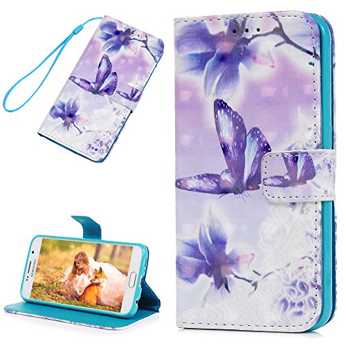 Lanveni S6 H  lle  Handyh  lle f  r Flip Case Cover PU Lederh  lle Schutzh  lle Magnetverschluss Ledertasche mit Stander Function Brieftasche Card Slo