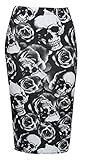 Baleza Womens Ladies Bodycon Animal Cross Skull Wow Print Pencil Skirt Midi Calf Length Normal and Plus sizes (8-26)