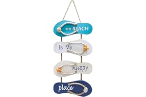 STREEHERJJKEA1 Adorno Pared Diseño Playa Náutica Madera Zapatillas Madera Decoración Colgante Flip Flop Adorno Colgante Flip Flop Zapatillas madera Decoración para pared hogar dormitorio sala estar ventana puerta