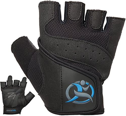 Weight Lifting Gloves by sportsmob โ Amara Leather and Gel Padded Palms for Grip and Cushioning โ Breathable Mesh to Cool the Hands (Large)