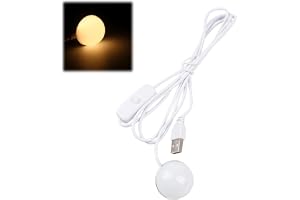 Bärbar mini USB LED-lampa, flexibel USB-lampa, med 150 cm kabel, 5 V, 1W, med strömbrytare, för hem, skola, kontor (varmvit)