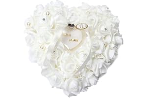 TWSHINY Wedding Ring Pillow for 2 Rings Romantic Graceful Rose Wedding Ring Cushion Ring Box