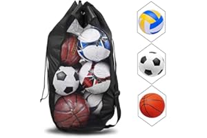 INELIHOO Sac à Ballons de Foot Grand Capacité 10-15 Ballons Sac de Transport pour Basket-Ball Football Volley-Ball Sac Bandoulière Rangement des équipements de Sport Plage Sacs et Filets de Ballons Maille