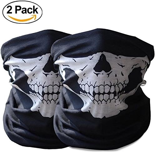 Goodbuy Tubular Protective Dust Skull Face Mask Bandana Polyester Scarf Neck Warmer for Snowboard Skiing Motorcycle Biking (2 pack)