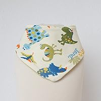 Baby Lätzchen Sabberlatz Halstuch Bib Jungen 0-3 Jahre Fleece Jersey beige grün Dinos