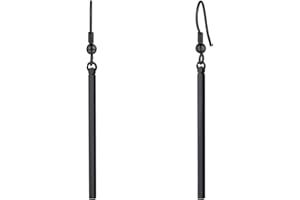 FOCALOOK Orecchini a barra minimalisti, in acciaio inossidabile,orecchini donna pendenti, orecchini argento/oro/nero, set orecchini e collana, per donna e ragazza