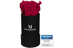 ‎MIA MILANO Infitnity Rosen in Box I Schwarze Rosenbox mit echten konservierten Blumen - Geschenk für Sie - Flowerbox 3 Jahre haltbar
