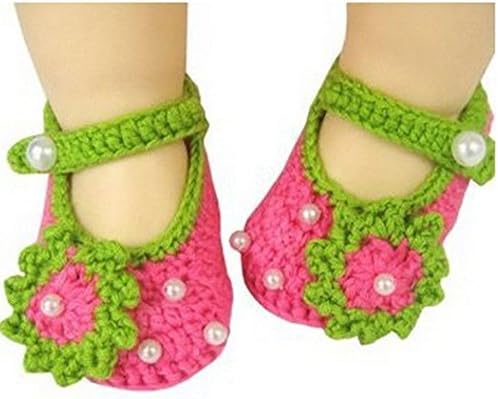 tfrdertuuigf Newborn Flowers Pearl Crochet Knit Sandals Toddler Shoe