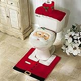 Set of 3 Christmas decoration Santa toilet seat cover & rug & tissue box cover set by DaZu Decor