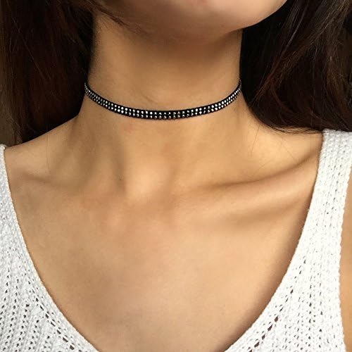 Sexy Studded Suede Choker Black Gift Necklace Delicate Fashion Festival