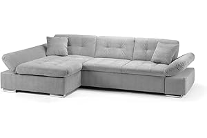 Honeypot Malvi Corner Sofa Bed with storage All Grey Left Hand