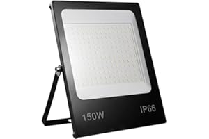 Yinet-EU Faretto LED da Esterno 150W 15000LM Faretto LED Proiettore Bianco Freddo 6500K Luce di Sicurezza Ultra Sottile Impermeabile IP66 Lampada Esterno LED Floodlight per Garage Giardino