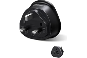 UGREEN World to Plug Converter, 3-Pin UK Travel Adapter Plug | For UK/UAE/KSA/Qatar/Kuwait/Oman, Universal Socket Travel Adaptor Converter for Business Trip Holiday Hotel Airport (Black)