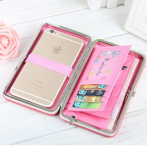 Portafogli da Donna Borsa con Diamante Fiore Modello, Bonice Multifunzionale [Grande CapacitÃ ] Smartphone Wristlet Custodia Case Cover per iPhone 8 /8 Plus /X / 7 /7Plus /6S /6S Plus /6 /6Plus /SE /5S, Galaxy S8 Plus /S8/S7 Edge /A3/A5/A7/J3/J5/J7 2017, Huawei Mate 9/P10/P9/P8 Lite, Sony Xperia XZ/XA/Z2/Z3/M2/Z5, HTC 10, LG K10 /K8 2017/K10/K3/G3/Wiko Lenny 3/2/Jerry etc etc, Moda Portafoglio Donna In PU Pelle Borsellino Con Lampo Porta Carte di Credito, Regalo per Le signore. - Rosa