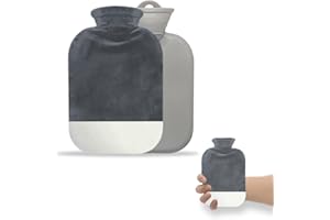 WEIQILE Miniatur Wärmflasche mit Bezug, Wärmflasche für Hals und Hand, Handfußwärmer, warm und Bequem, Waschbarer Flaschenbezug, Weicher Plüschbezug Abnehmbar (Dark Gray, 500ML)