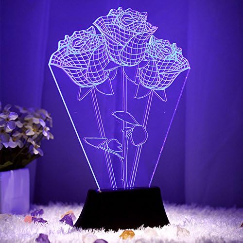 ToyUK 3D Optical Illusion Night Light 3D Lamp 7 Colors-Changing Desk Lamp LED Table Light Amazing Optical Illusion Lighting with Intelligent Remote Control (rose)