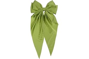 Ling & Bai Women Girls Hair Bows Large Hair Bow Clips Teens 7 Inch Big Satin Clip Barrettes Accessories (Green)